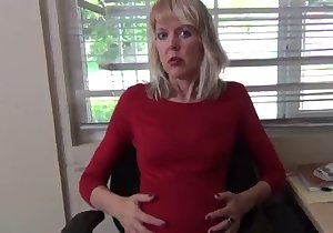 Funny-looking blonde MILF deepthroating dick